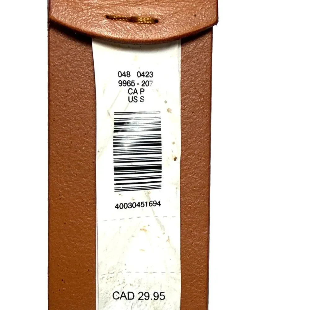 Vtg American Eagle Outfitters AEO Tan Beige Leather Belt Size 28 Small Brass